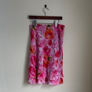 Versailles Pink Floral Midi Skirt
